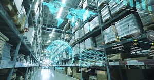 Warehouse Interior with Data and Global Graphics