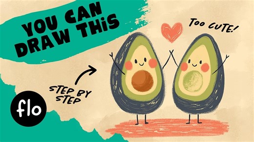 【Procreate】🥑零基础Procreate教程 | 手把手教你画超治愈牵手牛油果情侣 from Art with Flo