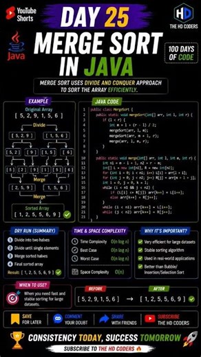 🚀 Day 25: Merge Sort in Java