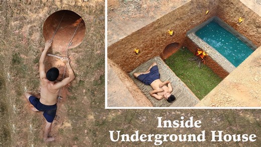 Building Most Secret Underground House with Heated Swimming Pool On The Cliff To Avoid An Enemy