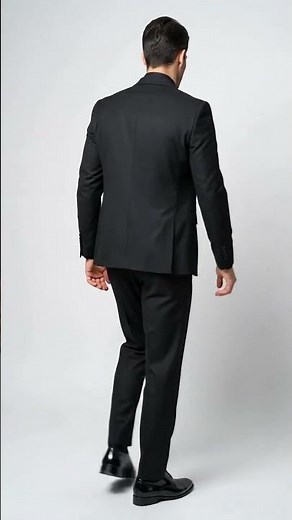Men’s Black 3 Piece Suit with Double Breasted Vest, Formal Wedding Prom Business Dress Suit Set
