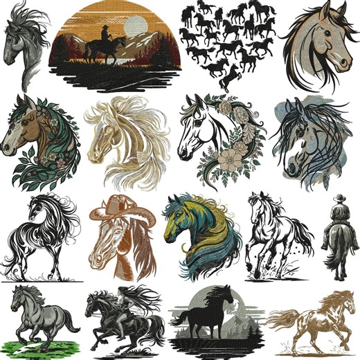 Horse Embroidery Design Funky Embroidery Design Cute Horse Embroidery Beauty Horse Head Embroidery Animal Machine Embroidery Design - Etsy