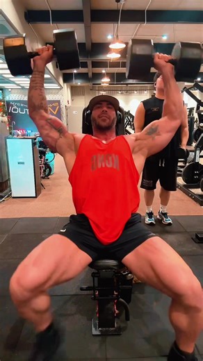 Heavy DB shoulder press, DB side laterals, cable front raises, rear delts with cables for full stretch, then reverse pec dec to really load and burn out the delts. #Fitness #health #Lifestyle #gym #bodybuilding