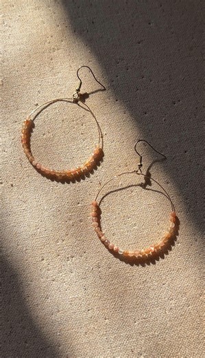 Sunstone Beaded Hoop Earrings, Handcrafted, Boho - Etsy