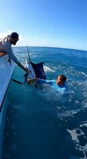 Pulled Into the Water by a Giant Marlin! | Intense Fishing Battle