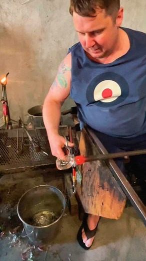 Story time! Curtis talks about growing up next to a bootlegger in PEI, while making potato shot glasses 🥔 #peipotatos #shotglasses #potatoes #crystalpotatos #glasspotatoes | Glass Roots Inc Canada
