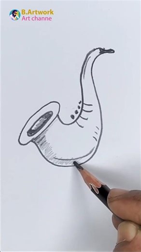 How to Draw a Saxophone 🎷 | Easy Saxophone Drawing for Beginners #drawing #B.artwork