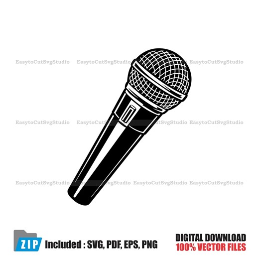 Microphone SVG: Music Mic Vector Singer Podcast Cricut PNG Printable Design (digital Download) - Etsy