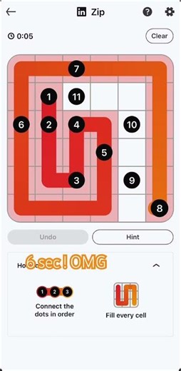 LINKEDIN ZIP #337🟠 TULIP #today #answer #puzzle #delaycom #fyp #tulip #games #share #6seconds
