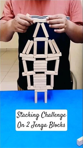 Stacking on 2 Blocks - Jenga Challenge for Beginners ⚖️ #shorts #jenga #stackingchallenge