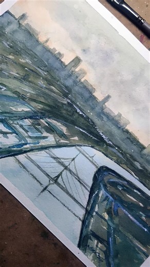 Aerial perspective painting #viral #shorts #watercolorpainting #art