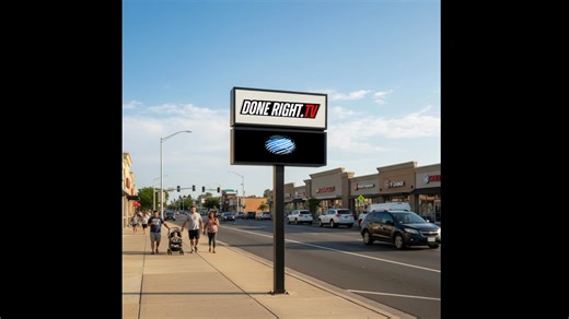 2-sided 2x6 signs: 1 static lit 1 LED digital multi-color. Includes 8ft pole and setup. (Concrete pad electric required) Who would have thought you could have a programmable employee that works for you 24/7 for as little as $250 a month!! Call for details! Call DoneRightTV @ 563-349-1212 | Done Right TV