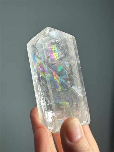 Optical Calcite Tower | Natural Clear Calcite Crystal Point | Polished Standing Iceland Spar Mineral Specimen for Collectors Display Decor - Etsy