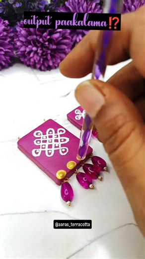 Aaras terracotta jewellery/Govt certified artisan on Instagram: "❇️💥Traditional kolam designer terracotta set making process/customized order for our cute client dhansika papa😍💫 Let's spice up our jewelry game with some unique kolam handpainted terracotta set! These earthy beauties are perfect 🤗jewelry adding a touch of boho chic to any outfit. 💥 Crafting something beautiful and unique with my hands has always been my passion🤗 For more creative terracotta designs and ideas do follow my pag