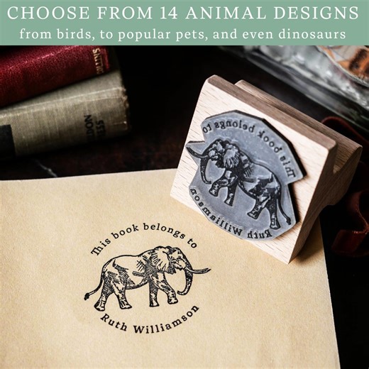 Custom Animal Library Stamp: Personalized Eco-friendly Beech Wood Book Marking for Kids and Readers - Etsy