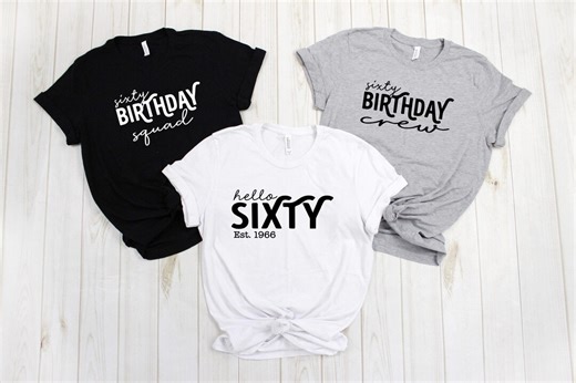 Hello Sixty Est 1966, 60th Birthday Tee, Turning 60th Birthday Gift, Sixtieth 60th Birthday for Her, 60 Party Crew Shirt, Diamond Birthday, - Etsy