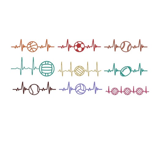 Sports Heartbeat Embroidery Design, Basketball Soccer Football Machine Embroidery File, Instant Download - Etsy Canada