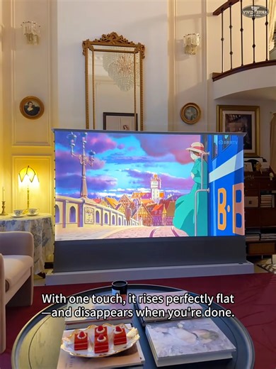 VIVIDSTORM presents the freedom of true home cinema. Meet the VIVIDSTORM S ALR Obsidian Motorized Tension Floor Rising Screen for Long Throw Projectors. Powered by Obsidian Long Throw ALR technology, it rejects ambient light for deeper blacks and vivid colors. No drilling. No installation. Just plug and play. With one touch, it rises perfectly flat—and disappears when you're done. #Vividstorm #HomeTheater #SmartHome #InteriorDesign #projector #cinema-levelenjoyment #ModernLiving #TechTrends #Cin