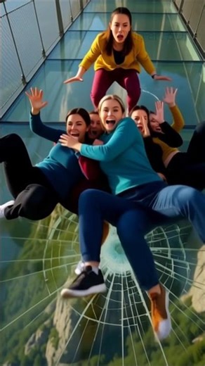 😱 Glass Bridge Prank Gone Wrong?! Watch Their Reactions! 😂 Broke the Glass Bridge #comedyshorts