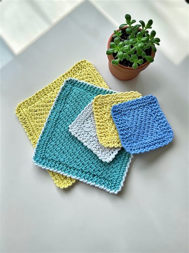 Easy Knit Dishcloth and Coaster Pattern PDF | Textured Crossed Stitch