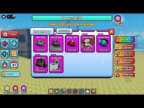 Roblox Find The Seals (80 New Seals) - All 222 Seals