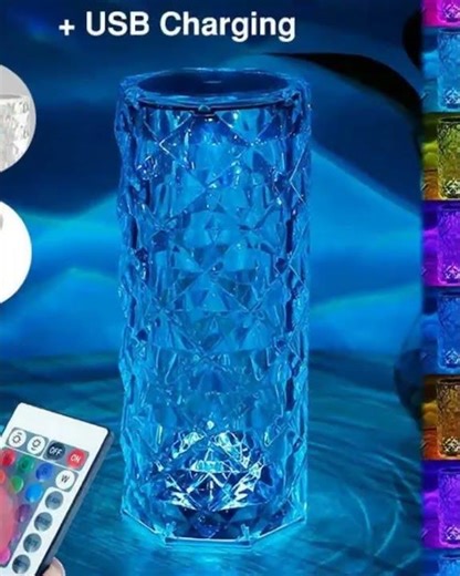 illumiwave Portable Crystal Table Lamp,16 Color Touch Control Rechargeable Lamp