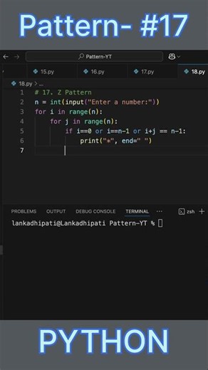 Python Pattern #18– Z Pattern🔥 | Beginner Friendly #shorts #coding #python