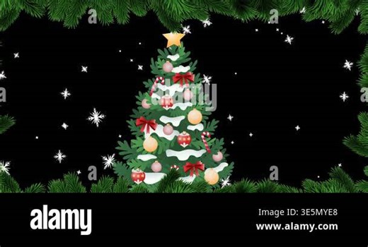 Animation of fir tree branches over christmas pattern. Christmas winter tradition and celebration concept digitally generated video Stock Video Footage - Alamy