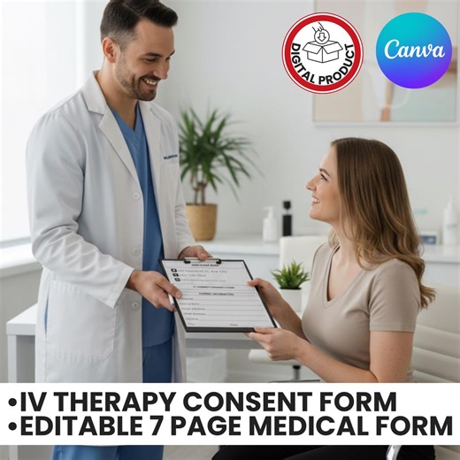 IV Consent Form | IV Therapy Form | Medical Intake | Client Intake | IV Drip Template | Canva Form Template | Editable Medical - Etsy