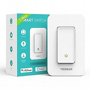 3 Way Smart Switch, TESSAN WiFi Light Switch Three Way Compatible with Alexa and Google Home, Neutral Wire Required, Remote Control, 2.4GHz Wi-Fi