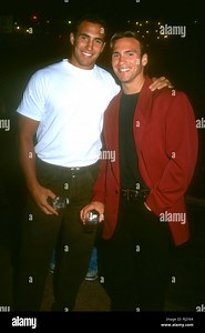 LOS ANGELES, CA - SEPTEMBER 9: Reality television personality Eric Nies (R) and brother John Nies attend the Ninth Annual MTV Video Music Awards on September 9, 1992 at Pauley Pavilion, UCLA in Westwood, Los Angeles, California. Photo by Barry King/Alamy Stock Photo Stock Photo - Alamy