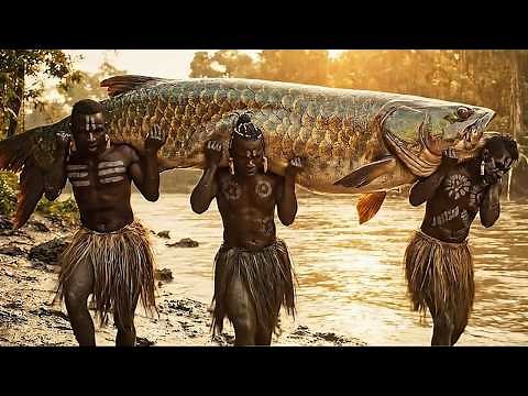 Incredible Hunt in the Amazon River | Giant Arapaima Fish Caught By Tribe