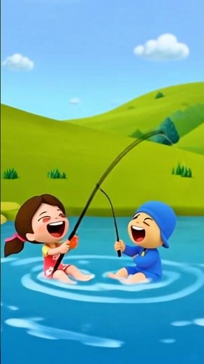 Niloya and Pocoyo Fell into the Water While Fishing #niloya #pocoyo #redfish #cartoon #cartoon
