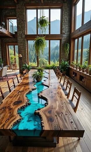 🌊🔥✨ These Flowing River Tables That Redefine Interior Design | Nature Meets Art 🪵🌌❄️