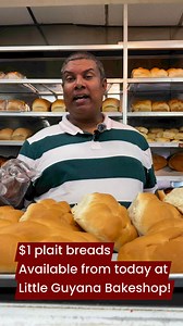 Huge sale. Bread at the price of the year 1995 when Little Guyana Bake Shop first opened it doors to serve the Guyanese community. PLAIT BREAD $1.00. No limit. 116th St, 124th st and 182nd St Jamaica Avenue locations of Little Guyana Bakeshop | Leon Jameson Suseran