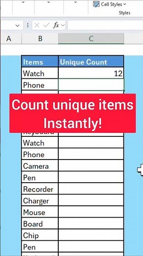 Count Unique Items in Excel Instantly | UNIQUE + COUNTA Formula Hack #youtubeshorts #excelshorts