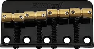 Wilkinson WBBC Vintage 4 String Bass Bridge Brass Saddles for Fender Jazz Precision Bass, Black
