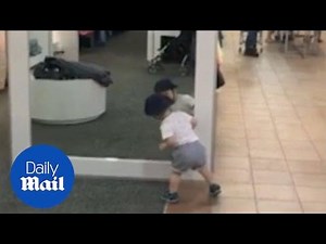 Hilarious video shows toddler's first encounter with a mirror