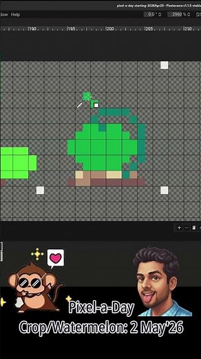 Newbie Pixel Art: Crop WATERMELON (205th Pixel-a-Day) 16x16 | 2 May, 2026 #pixelart #pixelorama