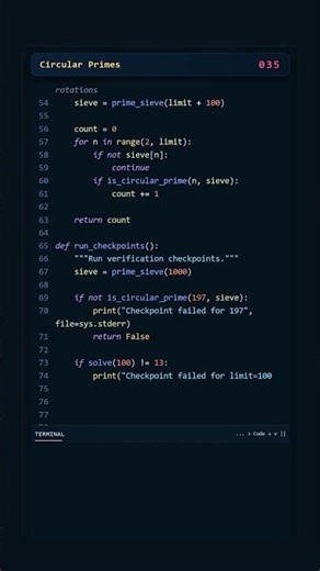 Project Euler #035: Circular Primes | Python #coding #python #programming