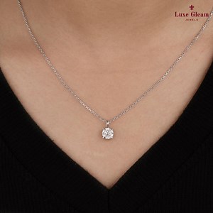 IGI Certified Lab Grown Diamond Pendant: 14K White Gold Solitaire Necklace - Etsy