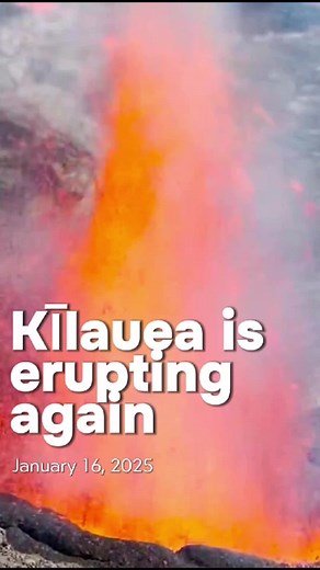 Kīlauea is erupting again 🌋😲 Kīlauea is alive! The January 16, 2025, summit eruption showcased nature's power with lava fountains soaring up to 100 meters (330 feet) from the north vent and 50 meters (160 feet) from the south vent. These fiery displays, captured by USGS, remind us of the dynamic forces shaping Hawaiʻi. What fascinates you most about volcanic eruptions? Drop your thoughts below! Video Credit: USGS video #KilaueaEruption #VolcanoEruption #EarthScience #hawaiivolcanoesnationalpar
