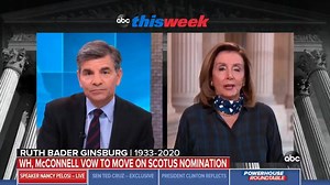 3.7K views · 204 reactions | Former Clinton aide George Stephanopoulos floats impeaching President Trump or AG Bill Barr to Nancy Pelosi to prevent him from filling the vacancy on the Supreme Court. Pelosi: "We have our options. We have arrows in our quiver that I’m not about to discuss..." | News Snapper | Facebook
