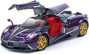 1:24 alloy die-casting metal Pagani car model toys, Pagani Huayra Dinastia Toy with sound and light functions, pull back car, adults and children are suitable for gifts, collectibles. (Purple Pagani)