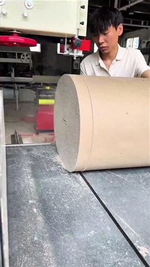 Mind-Blowing Precision! Giant Corrugated Paper Roll Cutting Process With Band Saw
