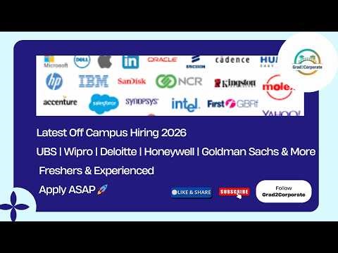 🔥 Latest Fresher Jobs 2026 | UBS, Wipro, Deloitte, Honeywell, Goldman Sachs Hiring 🚀 Apply Now