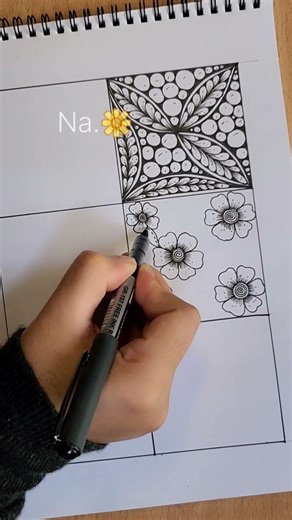 Flower Zentangle Pattern🌸🌼🌿🌱🌸🌼 #tangleart #doodle #zentangle #patterns #flowerpattern