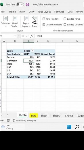 Remove totals inside pivot tables