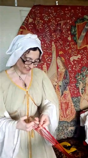 Medieval finger loop braiding as it is now called is the origin of modern bobbin lace and dates back to at least the Iron Age. #making #crafting #medieval #handcraft #history #medievalhistory #mysca #reenactment #livinghistory #funfacts #15thcentury #costume #cosplay #handmade #handcraft | The Creative Contessa