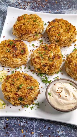These crab cakes are easy to make, loaded with lump crab meat, so tender with a crispy coating, drizzled with homemade creamy crab cake sauce, always a hit. Learn how to make crab cakes. >> Comment “RECIPE" and I'll send this recipe straight to your DMs! 🥳 Recipe ⬇️ https://www.chilipeppermadness.com/recipes/crab-cakes/ Ingredients: 1 cup panko breadcrumbs divided (or use bread crumbs or crushed saltine crackers) 2 teaspoons Cajun seasoning or more to taste 1 tsp garlic powder Salt and pepper t